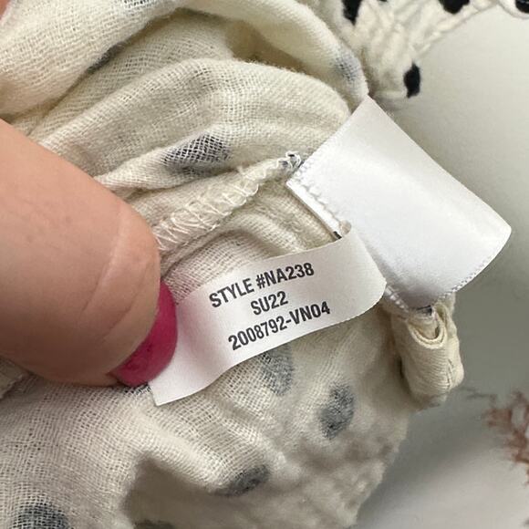 MADEWELL Lightspun Ruffle-Sleeve Babydoll Dress Dot Toss Pearl Ivory Sz M {KK10} - Picture 6 of 6